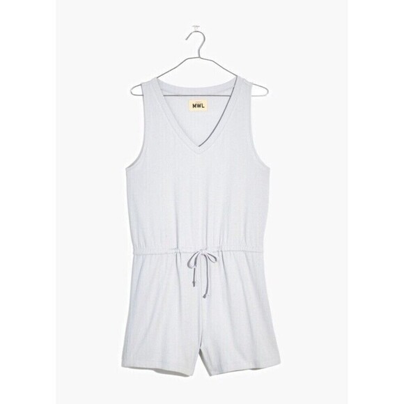 MADEWELL Breeze Drawstring Romper Size Medium Cool Fog Gray NWT Lounge Casual - Picture 1 of 14